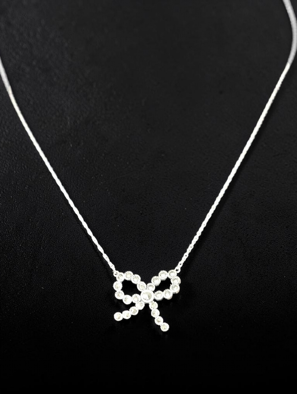 Judith Jack Sterling Silver 925 Marcasite Bow Necklace Vintage-Inspired EUC - Picture 2 of 7